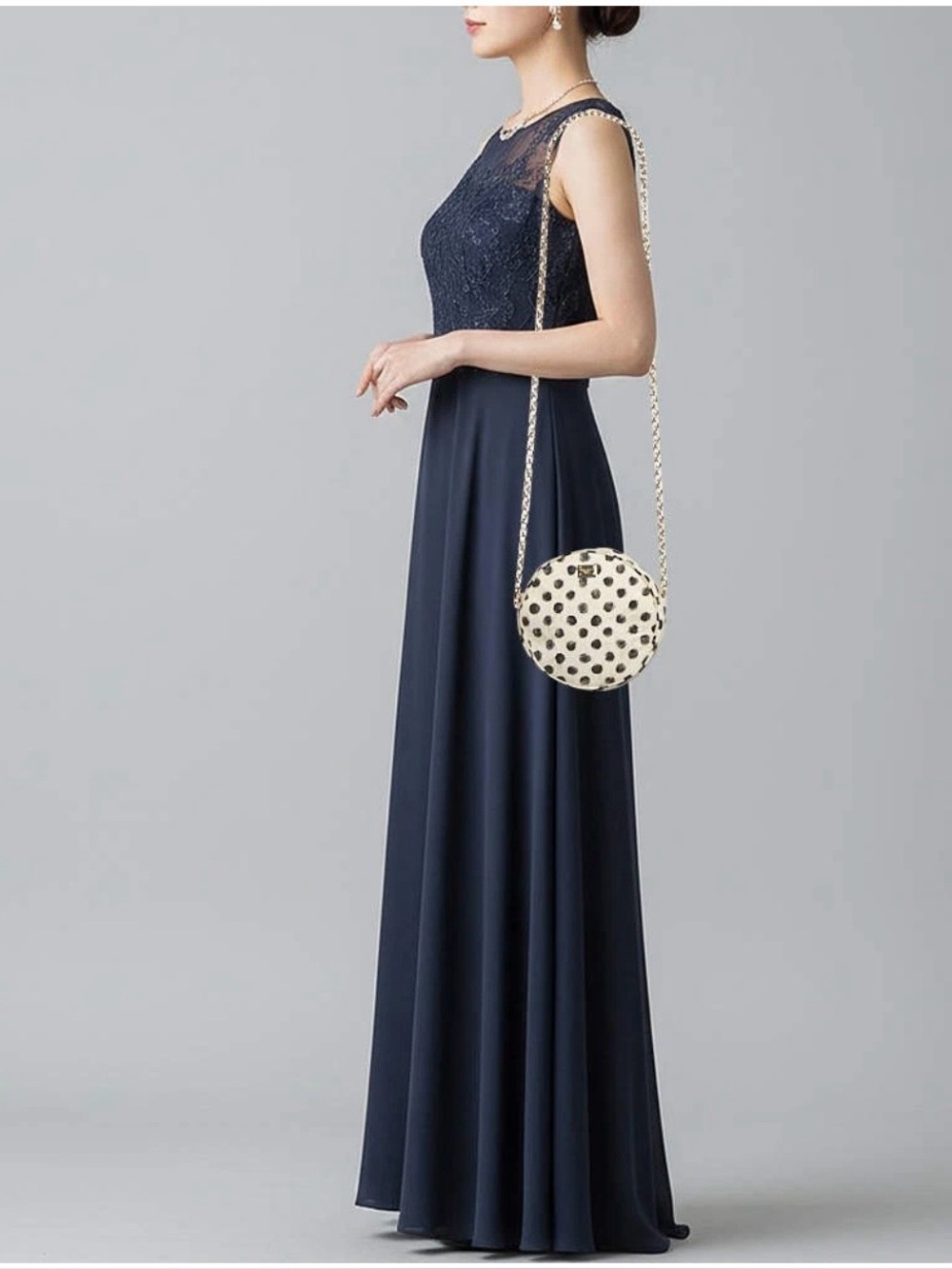 Dolce & Gabbana Navy Lace-Top Maxi Gown